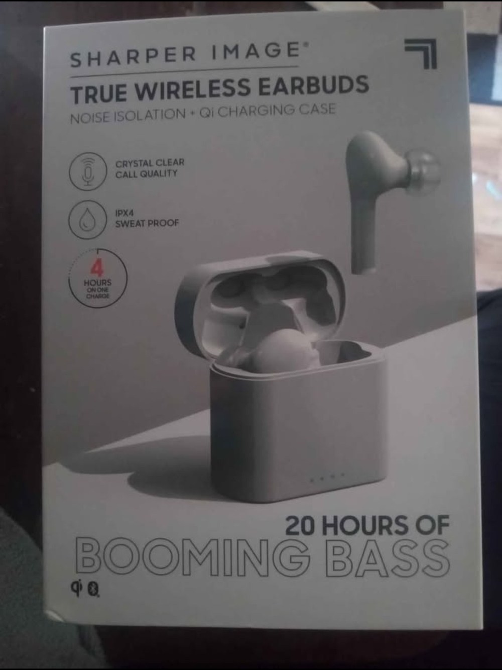 Sharper Image True Wireless Earbuds - Gray White Charging Case